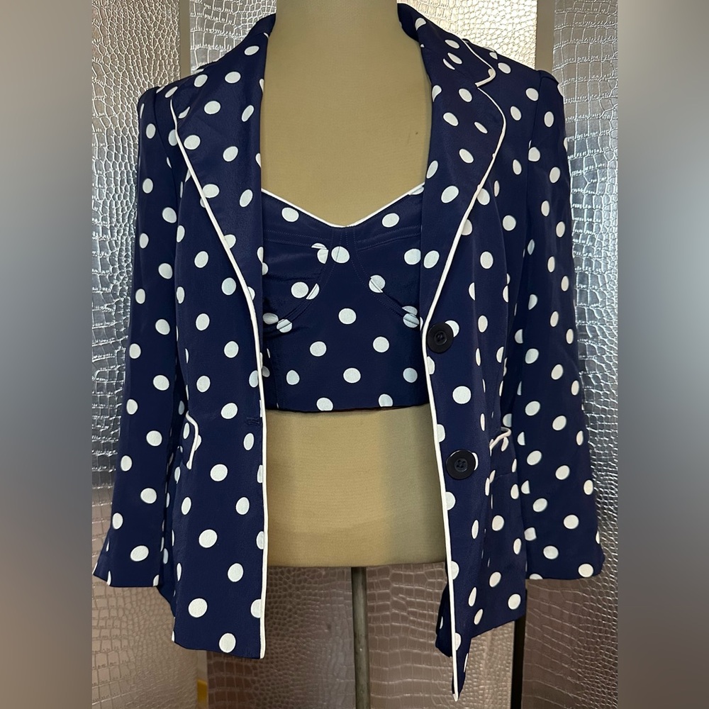 DKNY Vintage Navy Polka Dot Blazer and Matching Bustier